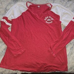 Women's Ohio State Buckeyes Red and White Long Sleeve Shirt - XXL